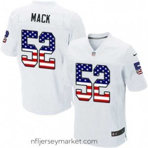 Luxurious Mens Nike Oakland Raiders 52 Khalil Mack Elite White Road USA Flag Fashion NFL Jersey