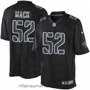 Stunning Mens Nike Oakland Raiders 52 Khalil Mack Limited Black Impact NFL Jersey
