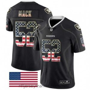 Magnificent Mens Nike Oakland Raiders 52 Khalil Mack Limited Black Rush USA Flag NFL Jersey