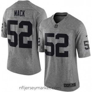 Premium Mens Nike Oakland Raiders 52 Khalil Mack Limited Gray Gridiron NFL Jersey