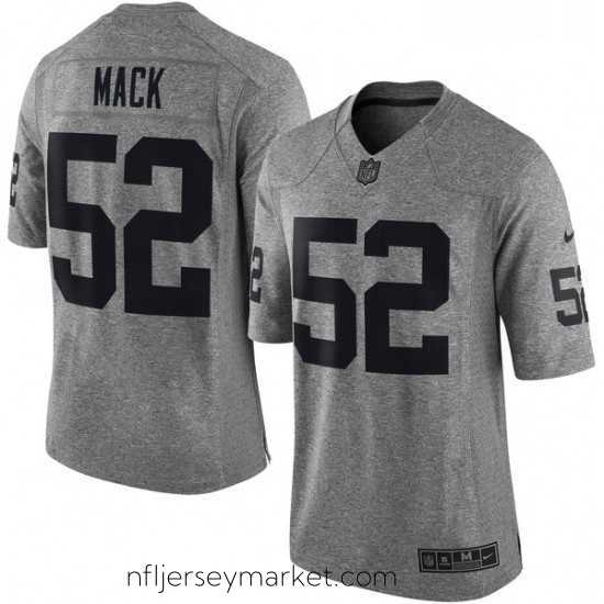 Premium Mens Nike Oakland Raiders 52 Khalil Mack Limited Gray Gridiron NFL Jersey