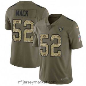 Gorgeous Mens Nike Oakland Raiders 52 Khalil Mack Limited OliveCamo 2017 Salute to Service NFL Jersey