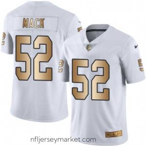Exquisite Mens Nike Oakland Raiders 52 Khalil Mack Limited WhiteGold Rush NFL Jersey