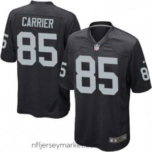 Magnificent Mens Nike Oakland Raiders 85 Derek Carrier Game Black Team Color NFL Jersey
