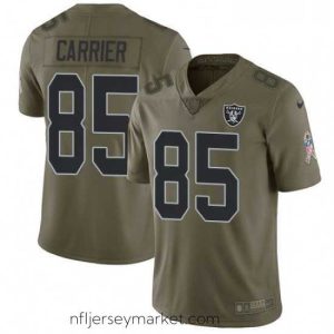Stunning Mens Nike Oakland Raiders 85 Derek Carrier Limited Olive 2017 Salute to Service NFL Jersey