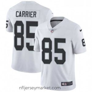Premium Mens Nike Oakland Raiders 85 Derek Carrier White Vapor Untouchable Limited Player NFL Jersey
