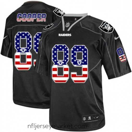 Premium Mens Nike Oakland Raiders 89 Amari Cooper Elite Black USA Flag Fashion NFL Jersey
