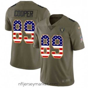 Superb Mens Nike Oakland Raiders 89 Amari Cooper Limited OliveUSA Flag 2017 Salute to Service NFL Jersey