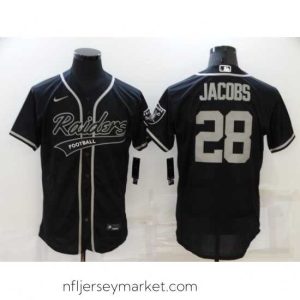 Premium Men's Oakland Raiders #28 Josh Jacobs Black Nike Elite Jersey