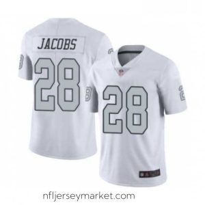 Exquisite Mens Oakland Raiders 28 Josh Jacobs Elite White Rush Vapor Untouchable Football Jersey