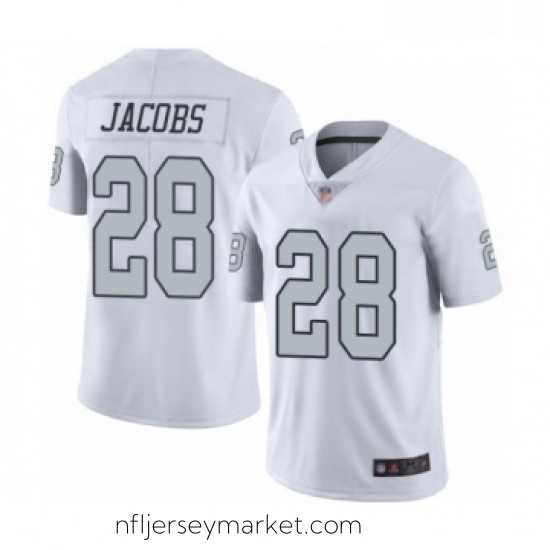 Alluring Mens Oakland Raiders 28 Josh Jacobs Limited White Rush Vapor Untouchable Football Jersey