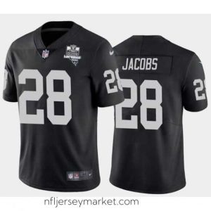 Premium Men's Oakland Raiders Black #28 Josh Jacobs 2020 Inaugural Season Vapor Limited Stitched NFL Jersey