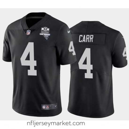Exquisite Men's Oakland Raiders Black #4 Derek Carr 2020 Inaugural Season Vapor Limited Stitched NFL Jersey