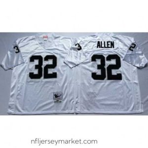 Magnificent Mitchell And Ness Raiders #32 32 Marcus Allen White Throwback Stitched NFL Jersey