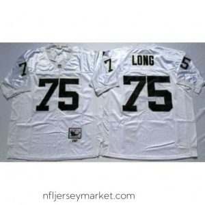 Exquisite Mitchell And Ness Raiders #75 Howie Long White Throwback Stitched NFL Jersey