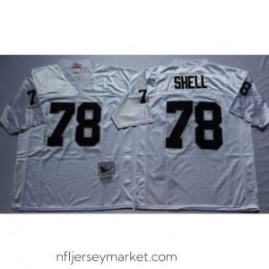 Gorgeous Mitchell And Ness Raiders #78 shell White Throwback Stitched NFL Jersey