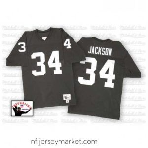 Magnificent Mitchell and Ness Oakland Raiders 34 Bo Jackson Black Team Color Authentic NFL Throwback Jersey