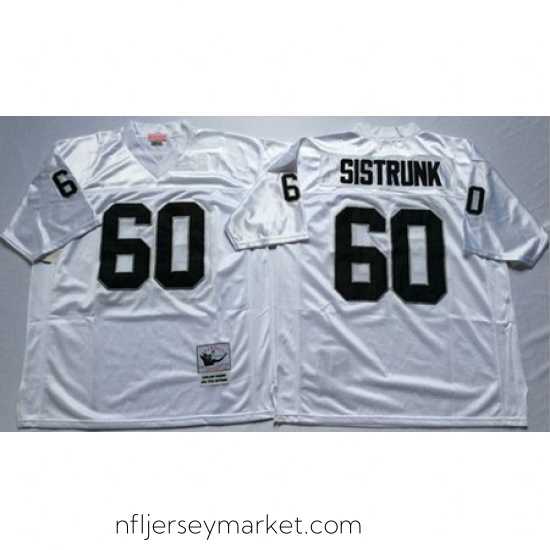 Stunning Mitchell&Ness Raiders 60 Otis Sistrunk White Throwback Stitched NFL Jersey