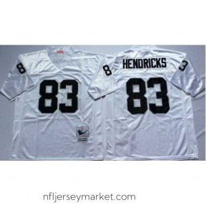 Gorgeous Mitchell&Ness Raiders 83 Ted Hendricks White Throwback Stitched NFL Jersey