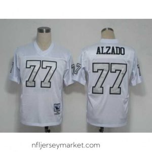Luxurious NFL Jerseys Oakland Raiders 77 Lyle Alzado White throwback jerseys(Silver Number)