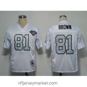 Magnificent NFL Jerseys Oakland Raiders 81 T.Brown Throwback white jerseys