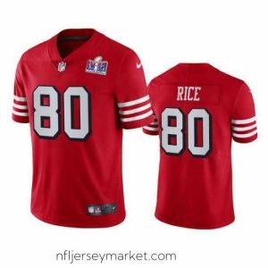 Premium Nike 49ers 80 Jerry Rice Red Rush Stitched NFL Vapor Untouchable Limited 2024 Super Bowl LVIII Jersey
