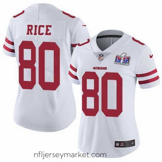 Alluring Nike 49ers 80 Jerry Rice White Stitched NFL Vapor Untouchable Limited 2024 Super Bowl LVIII Jersey
