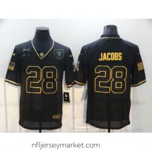 Gorgeous Nike Las Vegas Raiders 28 Josh Jacobs Black Gold 2020 Salute To Service Limited Jersey