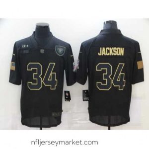 Premium Nike Las Vegas Raiders 34 Bo Jackson Black 2020 Salute To Service Limited Jersey