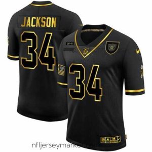 Luxurious Nike Las Vegas Raiders 34 Bo Jackson Black Gold 2020 Salute To Service Limited Jersey