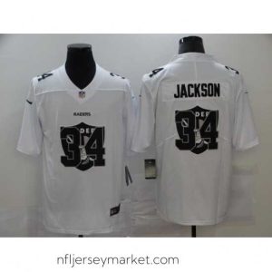 Luxurious Nike Las Vegas Raiders 34 Bo Jackson White Shadow Logo Limited Jersey