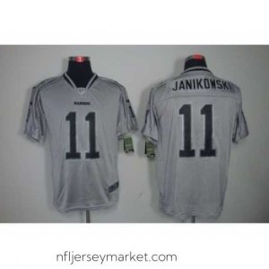 Top notch Nike Oakland Raiders 11 Sebastian Janikowski Grey Elite Lights Out NFL Jersey