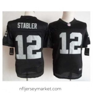 Magnificent Nike Oakland Raiders 12 Ken Stabler Black Elite NFL Jersey