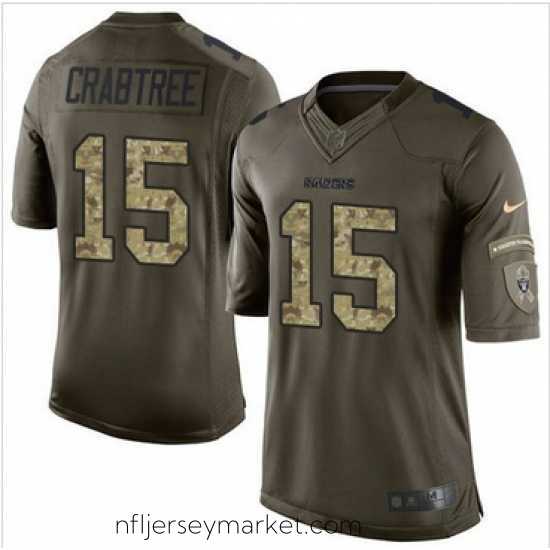 Gorgeous Nike Oakland Raiders #15 Michael Crabtree Green 27s Stitched NFL Limited Salute to Service Jersey