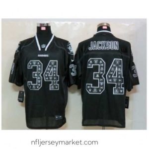 Magnificent Nike Oakland Raiders 34 Bo Jackson Black Elite Lights Out NFL Jersey