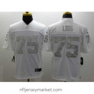 Premium Nike Oakland Raiders 75 Howie Long White Game Platinum NFL Jersey
