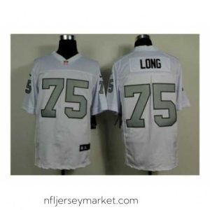 Luxurious Nike Oakland Raiders 75 howie long white Elite number silver NFL Jersey