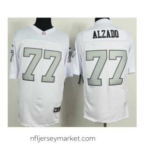 Luxurious Nike Oakland Raiders 77 Lyle Alzado White Silver No. Elite NFL Jersey