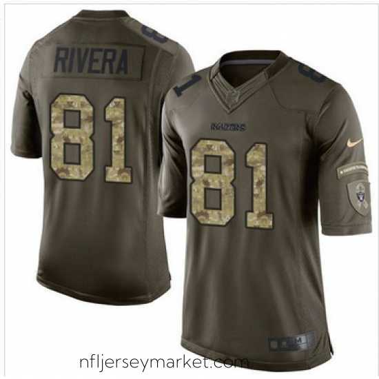 Gorgeous Nike Oakland Raiders #81 Mychal Rivera Green 27s Stitched NFL Limited Salute to Service Jersey