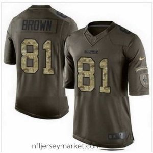 Stunning Nike Oakland Raiders #81 Tim Brown Green Mens Stitched NFL Limited Salute to Service Jersey