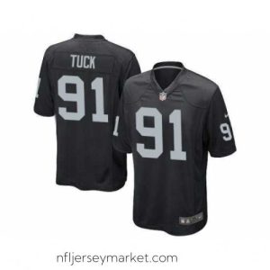 Exquisite Nike Oakland Raiders 91 Justin Tuck Black Game NFL Jersey