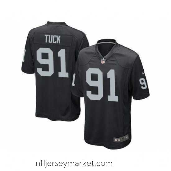 Exquisite Nike Oakland Raiders 91 Justin Tuck Black Game NFL Jersey