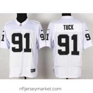 Top notch Nike Oakland Raiders 91 Justin Tuck White Elite NFL Jersey