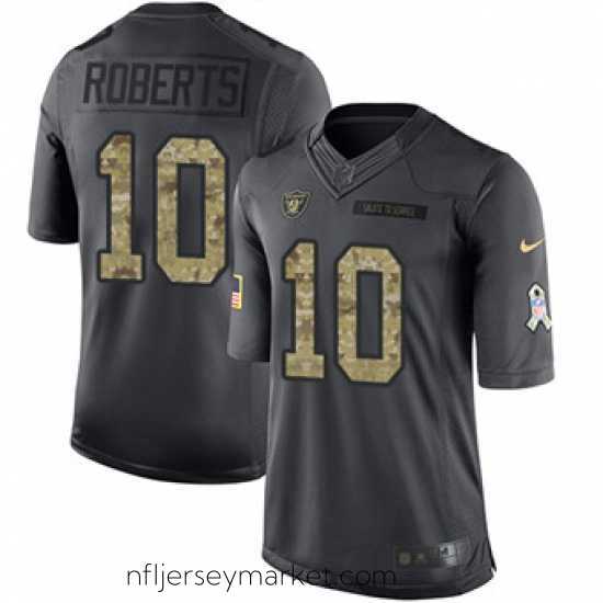Premium Nike Raiders #10 Seth Roberts Black Mens Stitched NFL Limited 2016 Salute To Service Jersey