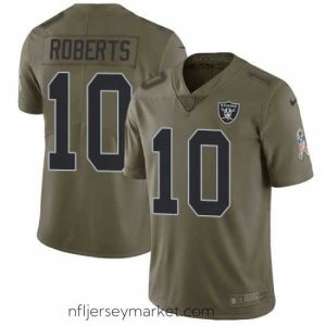 Premium Nike Raiders #10 Seth Roberts Olive Mens Stitched NFL Limited 2017 Salute To Service Jersey