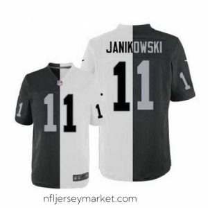 Superb Nike Raiders #11 Sebastian Janikowski White Black Mens Stitched NFL Elite Split Jersey