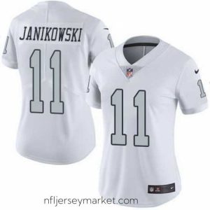 Irresistible Nike Raiders #11 Sebastian Janikowski White Womens Stitched NFL Limited Rush Jersey