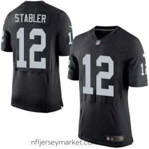 Premium Nike Raiders #12 Kenny Stabler Black Team Color Mens Stitched NFL New Elite Jersey