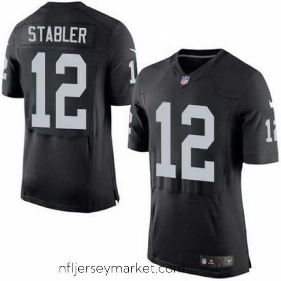 Premium Nike Raiders #12 Kenny Stabler Black Team Color Mens Stitched NFL New Elite Jersey