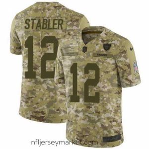 Luxurious Nike Raiders #12 Kenny Stabler Camo Mens Stitched NFL Limited 2018 Salute To Service Jersey